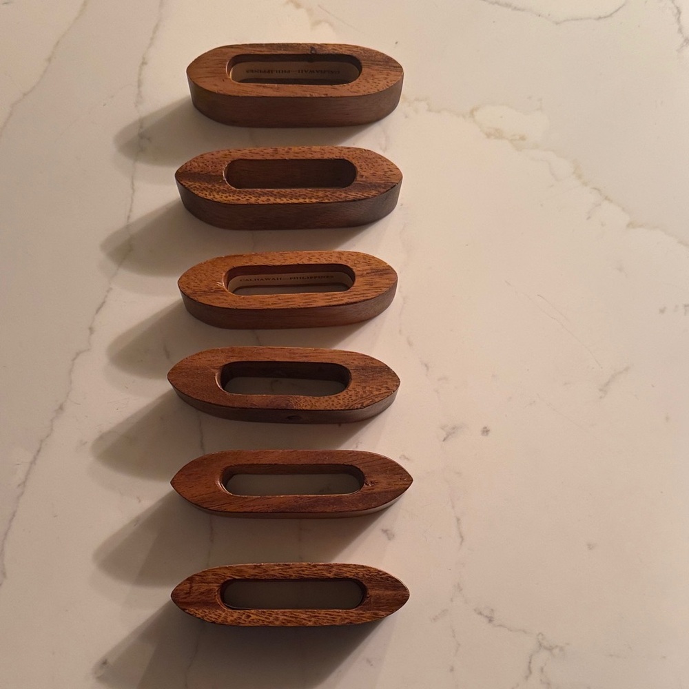 Vintage Wooden Napkin Rings Set of 6